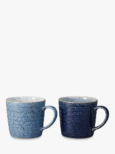 덴비 Denby Studio Blue Ridged Mugs, 400ml, Set of 2,야드로,영국찻잔